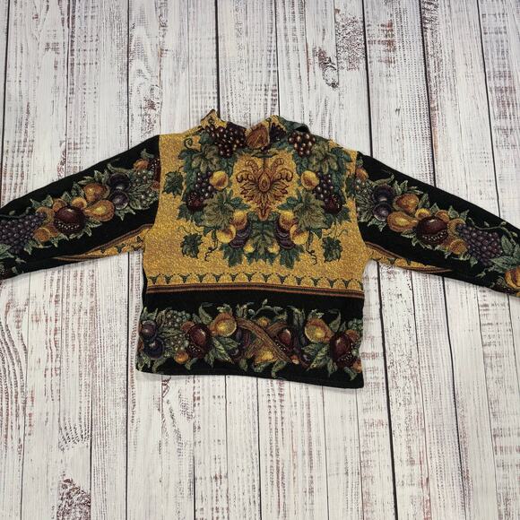 Sugar Street Weavers Tapestry Jacket OS Floral Fruit Boho Cottagecore USA - Picture 2 of 10